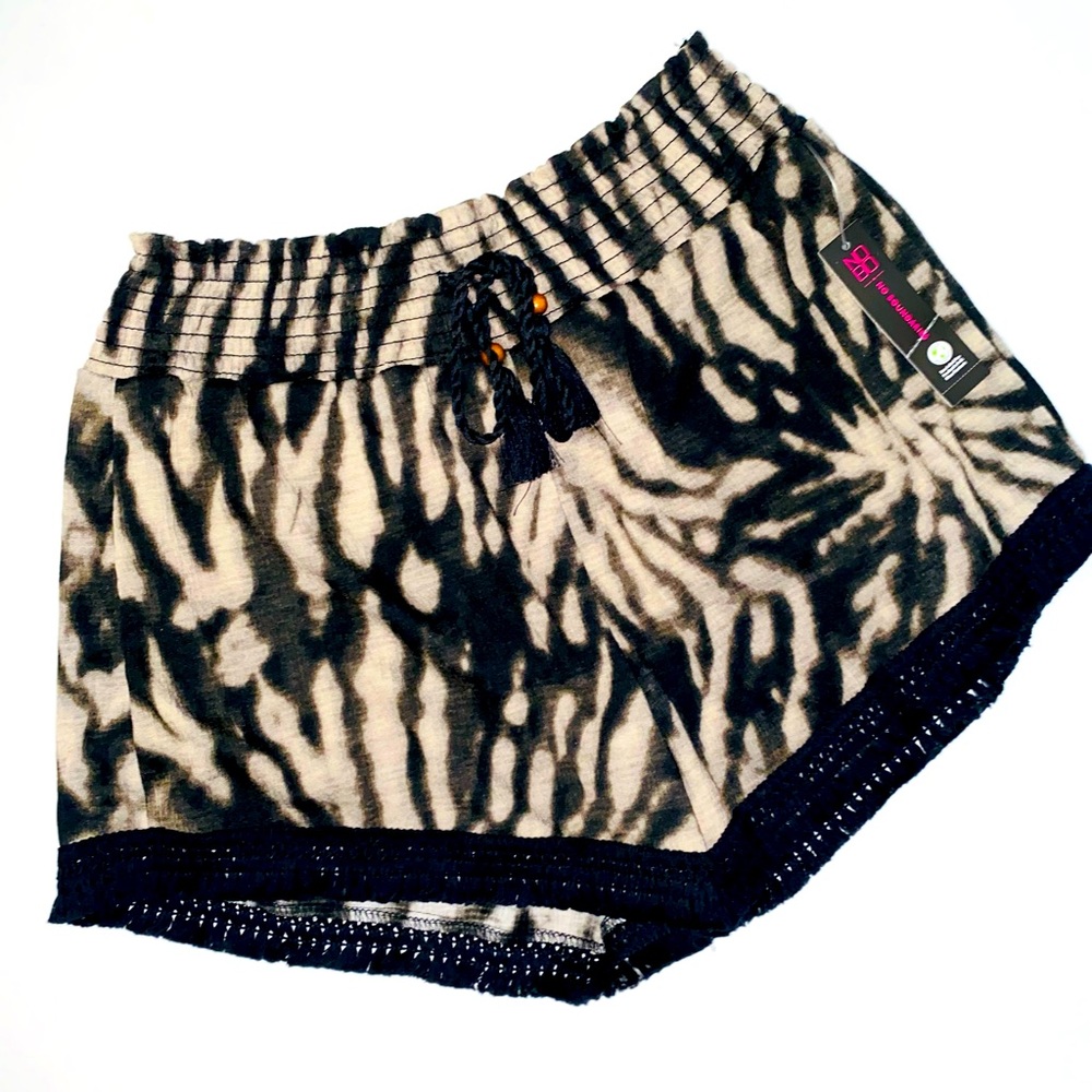 NOBO Black and Cream Women's Shorts